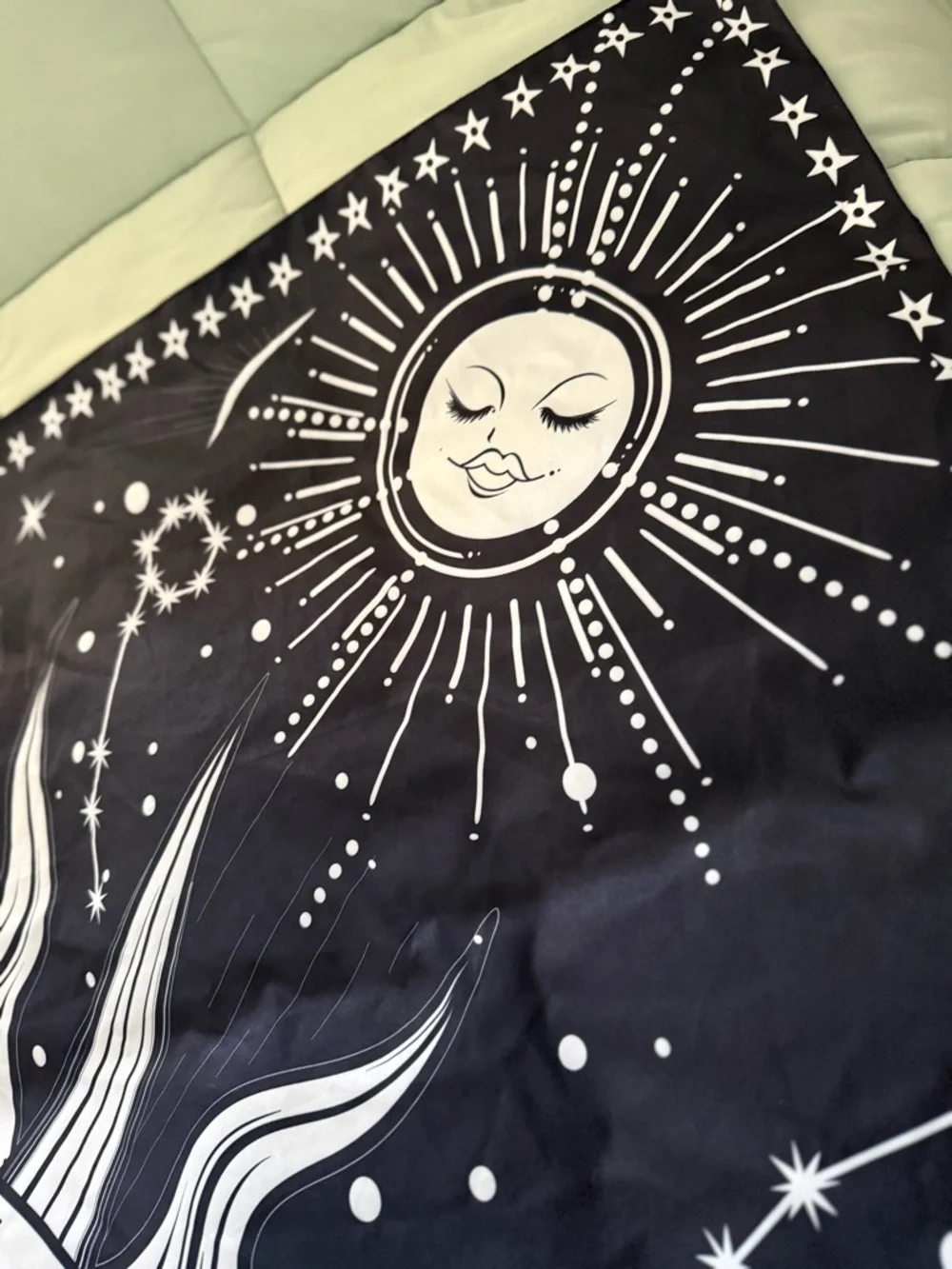 Celestial Sun and Moon Tapestry Throw in Black and White